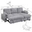Canapé-lit modulaire convertible de 91 po avec lit escamotable, accoudoirs de rangement et méridienne de rangement-469228821
