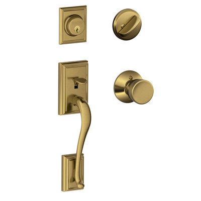 Jeu poignées addison avec verrou à cylindre simple et poignée et rosette de porte bell