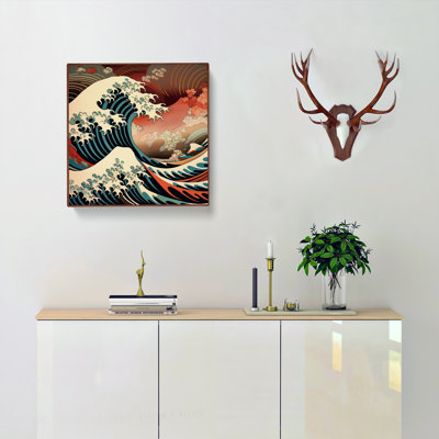 Japanese Wave Mid-Century No.1 - Wrapped Canvas