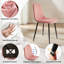 Chaises modernes en velours avec pieds en métal, ensemble de 2, rose