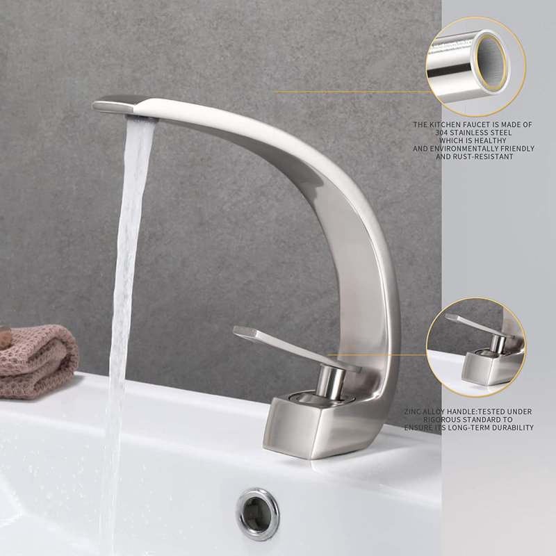 Bathroom Sink Faucet,Unique Design Single Handle Single Hole Brass Lavatory Vanity Faucet,Basin Mixer Tap with Supply Hose 