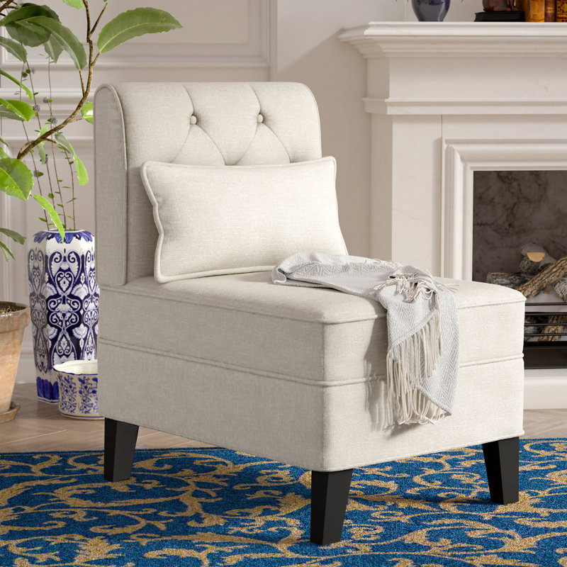 Carrie Upholstered Slipper Chair, Teal Linen