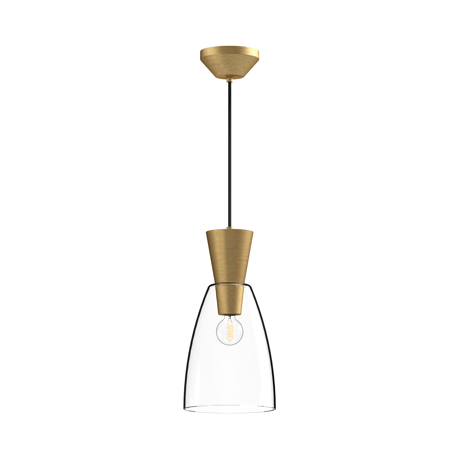 Moxie Single Light Glass Dimmable Pendant, Brushed Gold