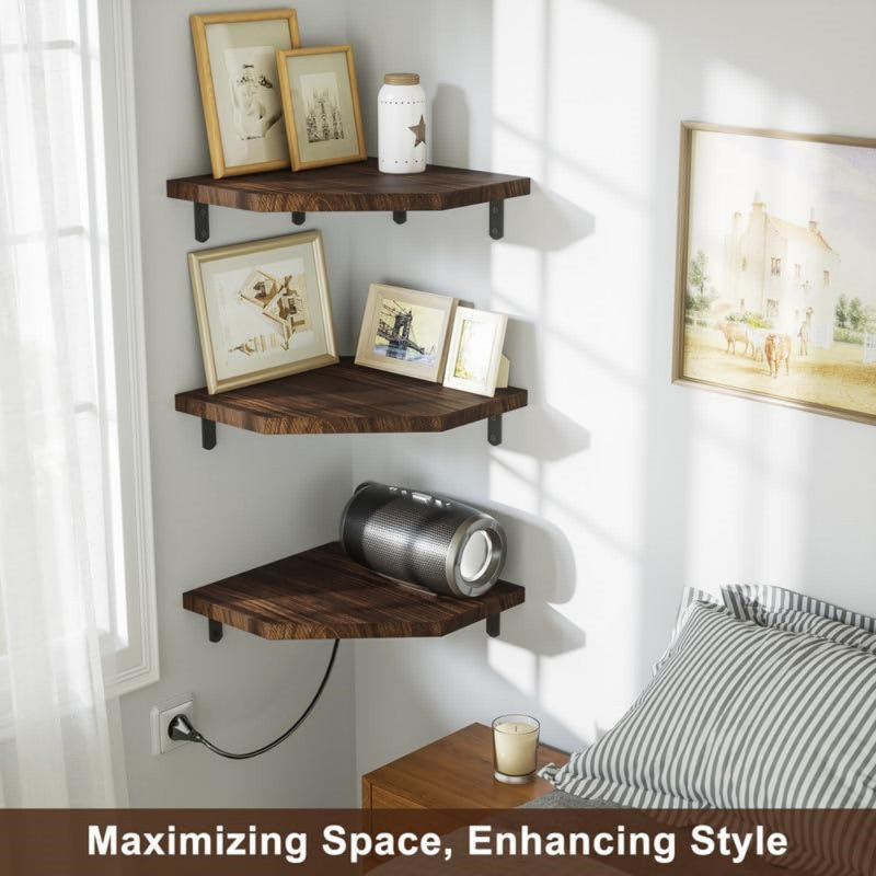 Andon Wood Floating Shelf, Brown