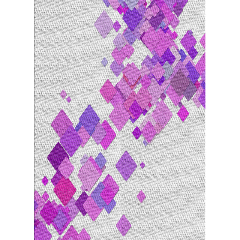 Tapis rose/gris tissé à la machine, Rectangle 5 pi x 7 pi