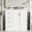 Meuble-lavabo de 36 po avec lavabo en céramique, structure en bois massif, portes, 3 tiroirs, grand espace de rangement, style rétro, poignée en métal exquis, conception moderne, glissière de tiroir lisse, facile à assembler, unique-130593850