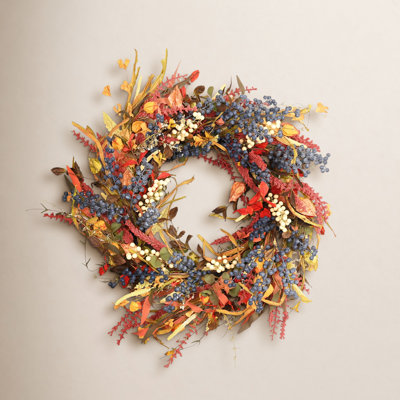 24" Handcrafted Foliage, Berry Thanksgiving Wreath