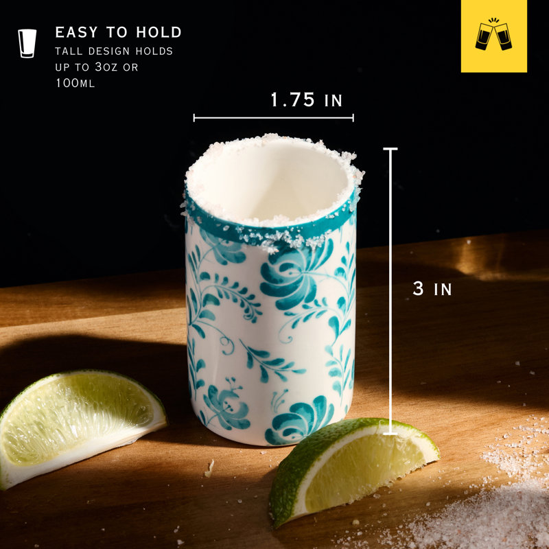 Azulejo Floral Ceramic Shot Glasses 3oz