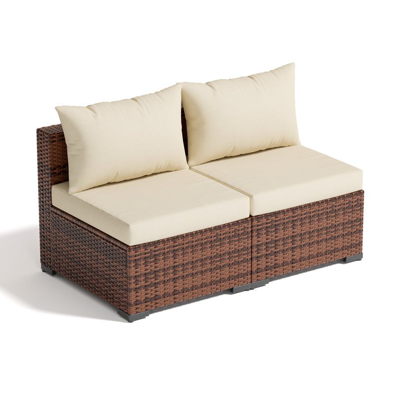 2-Person Outdoor Seating Group With Cushions, Beige