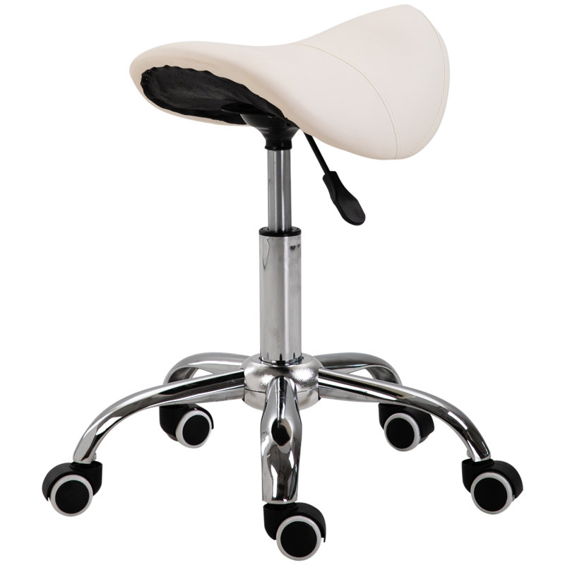 Gallardo Adjustable Height Lab Stool with Wheels, Cream