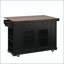 Îlot de cuisine 54 po avec rangement pour porte en verre, prise de courant et porte-couteau - noir-129895296