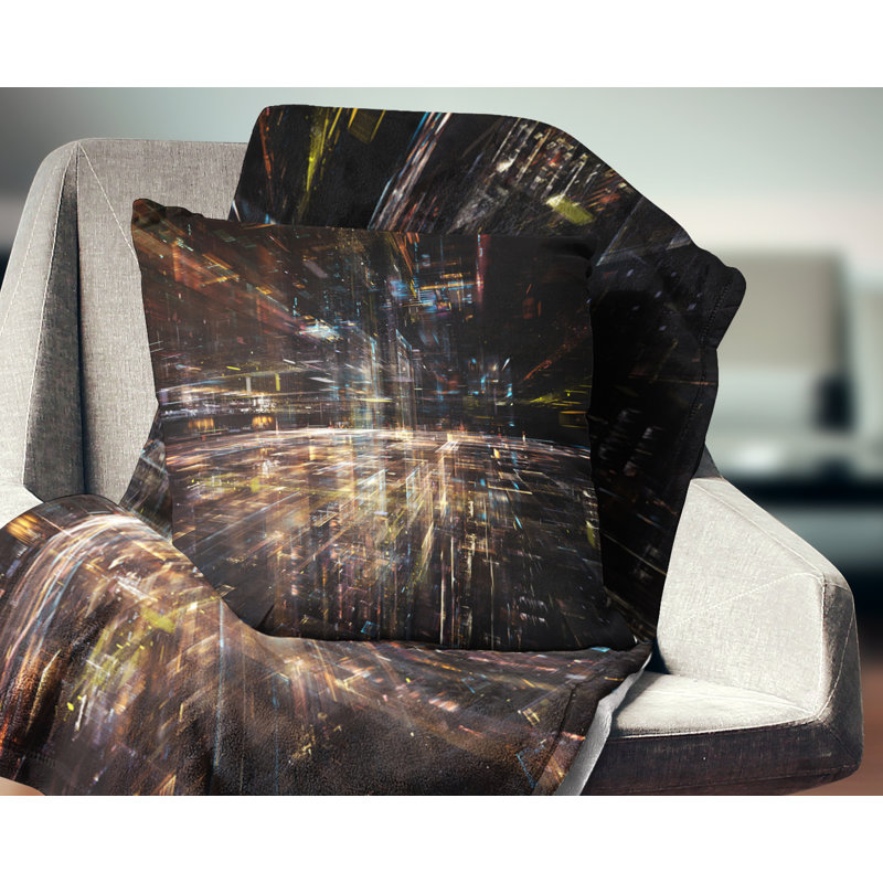 Lueur de technologie - coussin abstrait imprimé, 16 po x 1 po, Coussin décoratif