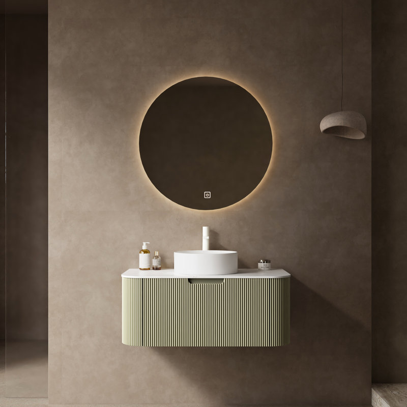 Armoire de salle de bain 36 po avec lavabo en céramique - Tiroir en contreplaqué