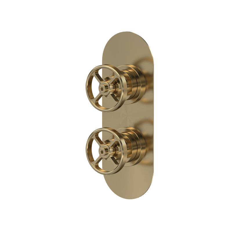 Industrial Valves Double Concealed Diverter Shower Valve, Brushed Brass