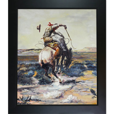 «A Slick Rider» par Charles Marion Russell, peinture sur toile encadrée