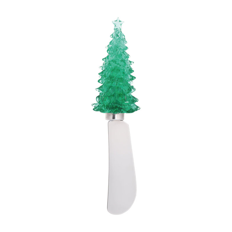 Holiday Tree Transparent Polyresin Cheese Spreader, S4