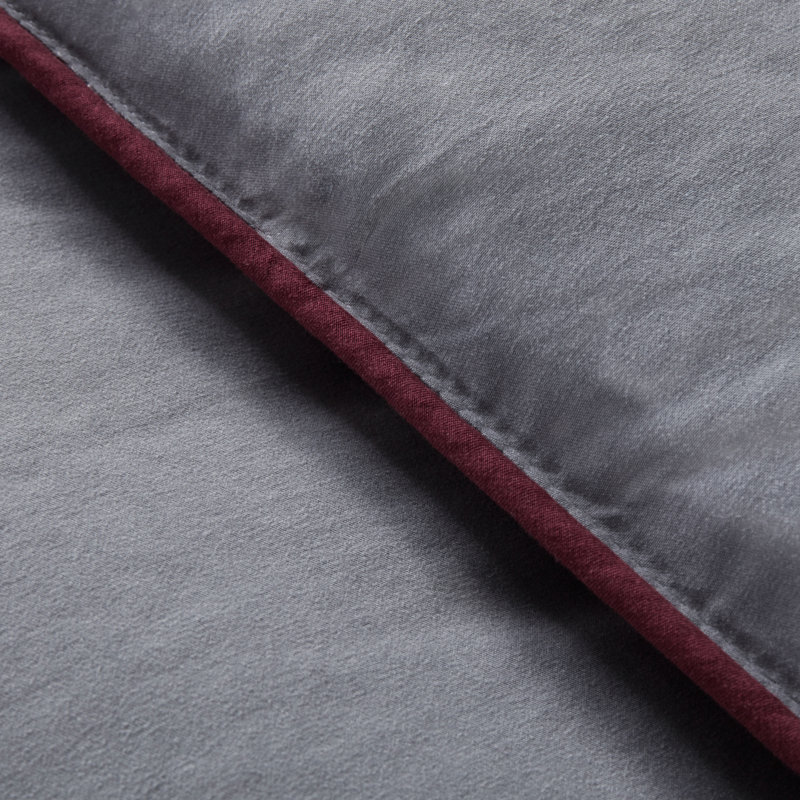 Box Stitch Comforter, Burgundy/Gray, Full/Queen Comforter