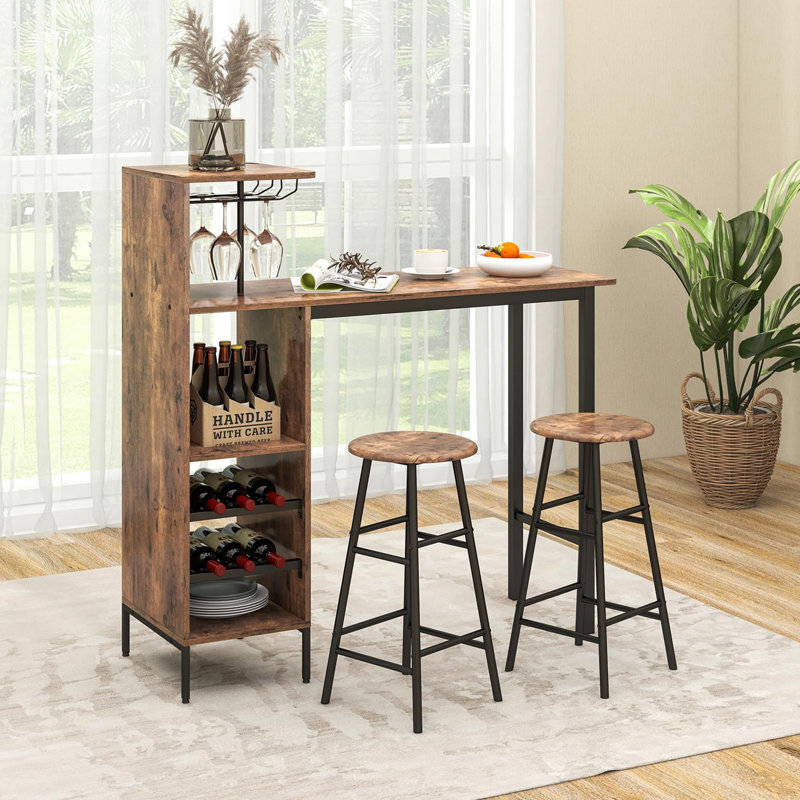 40cm Bar Set, Rustic Brown/Black