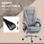  Fauteuil de bureau chauffant à haut dossier avec massage par vibration et hauteur réglable avec repose-pieds, polyester gris classique