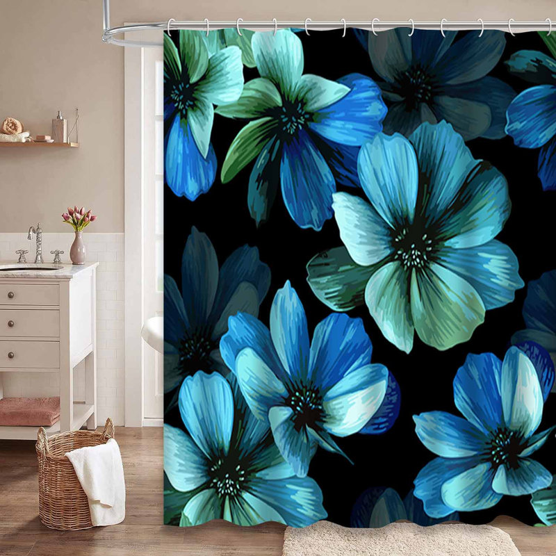 Magnifique rideau de douche mystique bleu avec 12 crochets, L 72 po x l 78 po