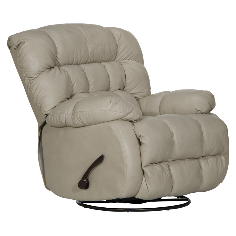 Fauteuil inclinable et pivotant en cuir italien, Similicuir beige