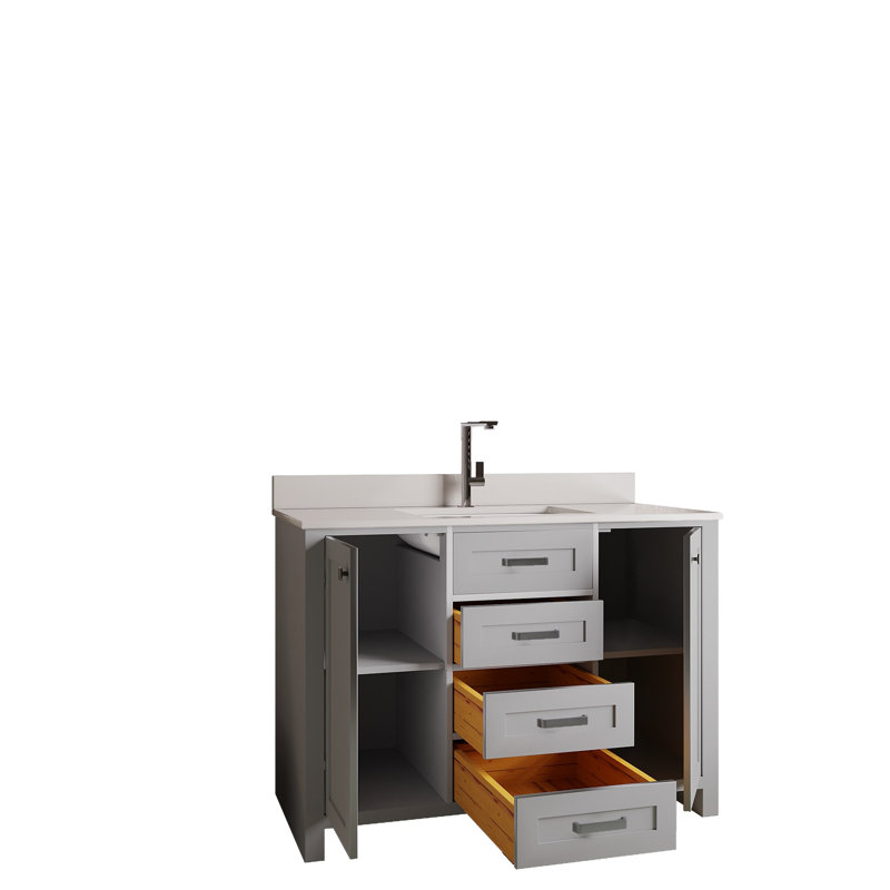Ensemble de meuble-lavabo simple 47,2 po avec miroir Chilyn, gris