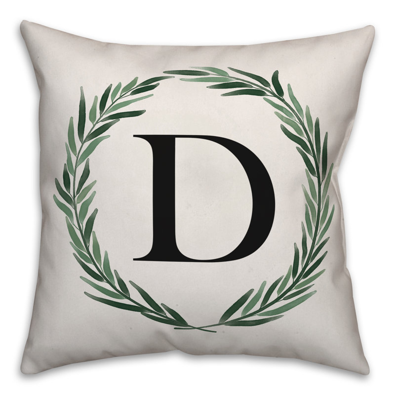Monogramme de couronne de verdure aquarelle - housse de coussin carré X et insert, D