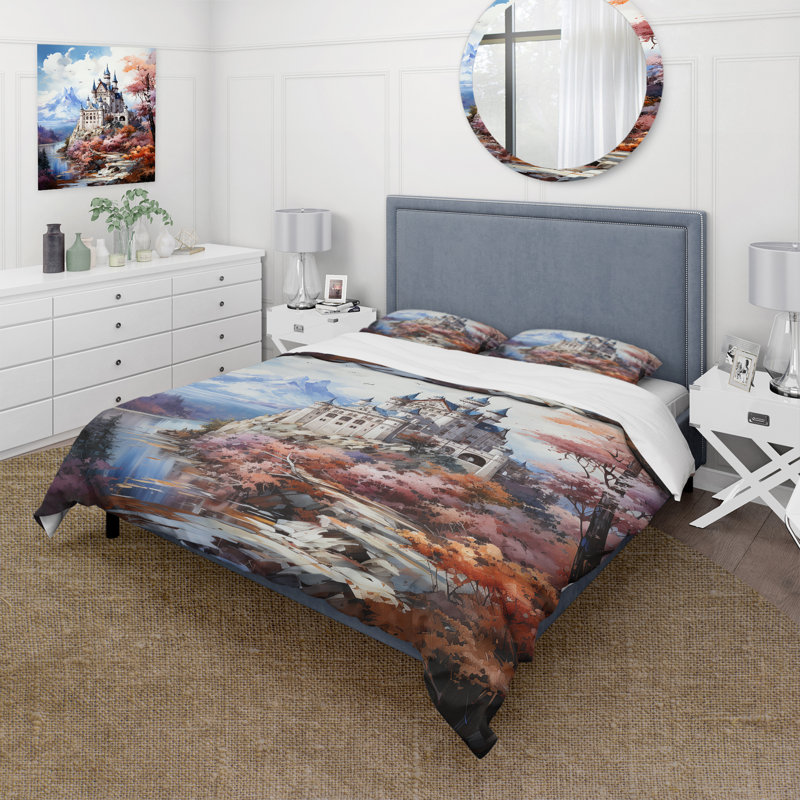 Germany Neuschwanstein Castle - Germany Duvet Cover Set - Microfiber Polyester, Queen Duvet Cover + 2 Standard Shams
