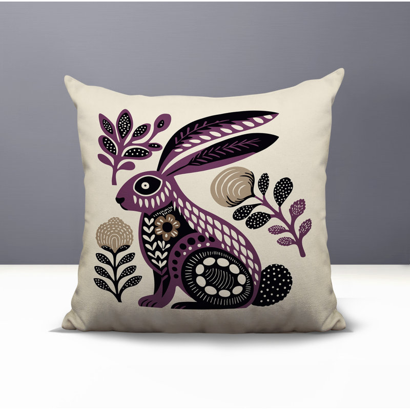 Coussin intérieur / extérieur Timi Rabbit, Mauve, Carré 15 po