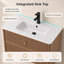 Meuble-lavabo mural simple 36 po avec comptoir d'évier, meuble-lavabo flottant en bois cannelé Mid-Century avec coins arrondis, 2 tiroirs à fermeture en douceur-134053820