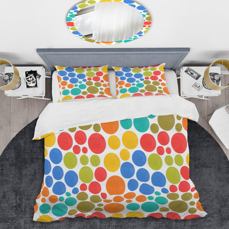 Ensemble de housse de couette en microfibre rouge / orange / bleu 2 pièces, Housse de couette simple + 1 taie décorative stan