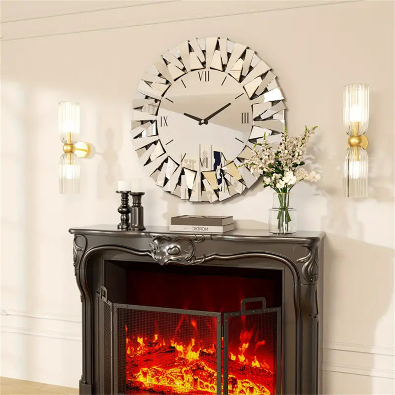 Horloge murale 32 po avec miroir
