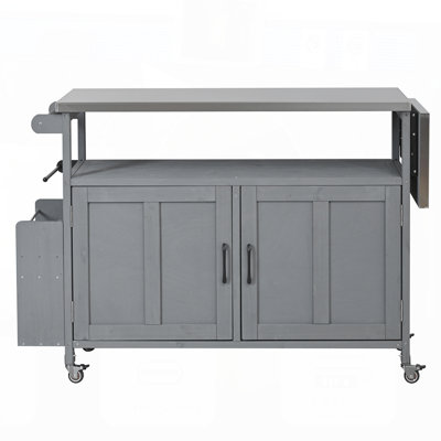 Foldable Outdoor Kitchen Island with Lockable Wheels, Storage, and Towel Rack for Patio Cooking and Serving