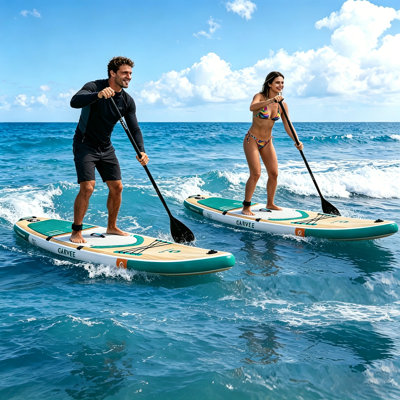 11' Inflatable Stand Up Paddle Board, 33" Wide Stable SUP with Adjustable Aluminum Paddle, Non-Slip Deck, Complete Kit for Adults & Youth, Yoga Fishing Paddleboard