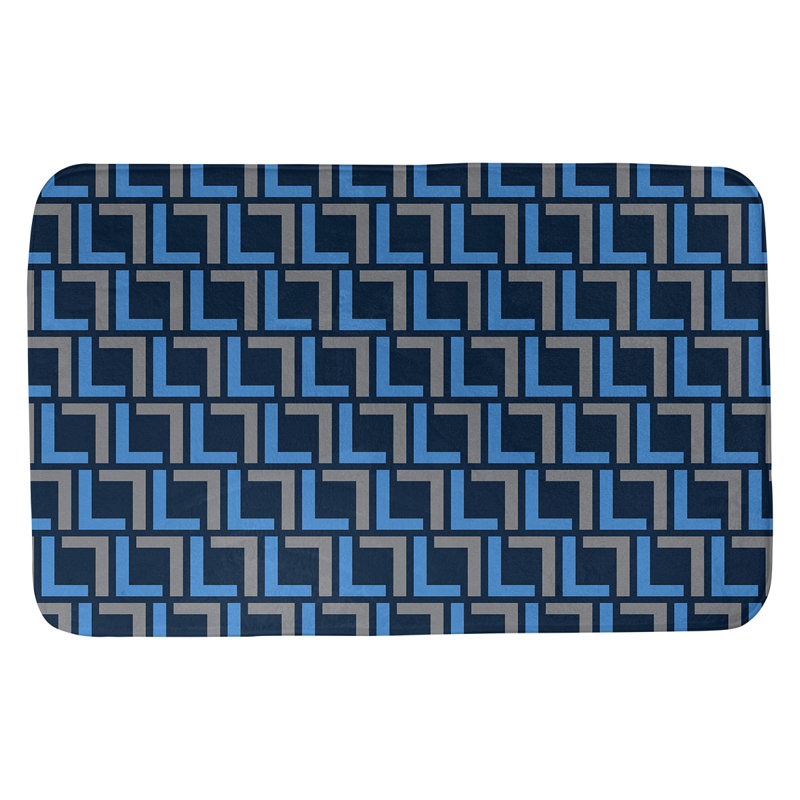 Tapis pour salle de bain Baltimore, l 17 po x L 24 po, Bleu marine / bleu / argent