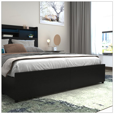 Metal Frame Queen Bed Frame With Drawers by Latitude Run