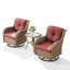 Ensemble de meubles de patio 3 pièces, ensemble de conversation extérieur en osier jaune avec 2 chaises berçantes pivotantes et table d'appoint, sièges à haut dossier, housses rouges pour porche, terrasse-824575107-842215268