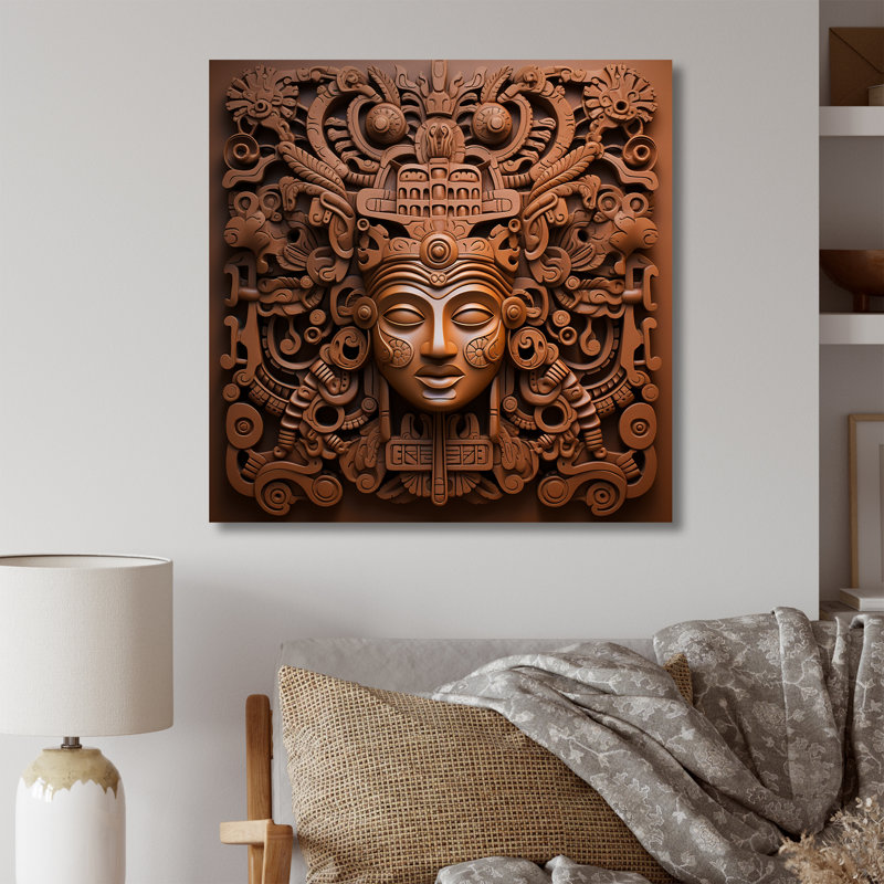 «Mesoamerican Terracotta Mask I», reproduction sur toile, H 16 po x l 16 po x P 1 po, Toile tendue