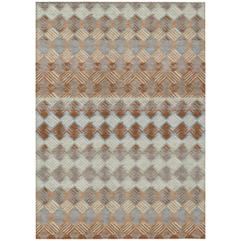 Machine Washable Indoor/Outdoor Chantille ACN2773 Striped Rug, Paprika, 10' x 14'