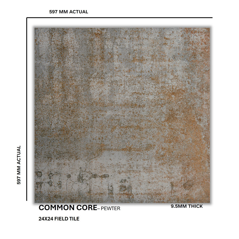 Common Core 24'' W x 24'' L Porcelain Metal Look Singular Tile, Pewter