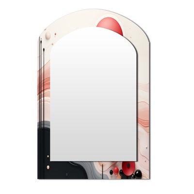 Happy Flowers of Rhythm In Pink - Large Arched Wall Mirror On Metal