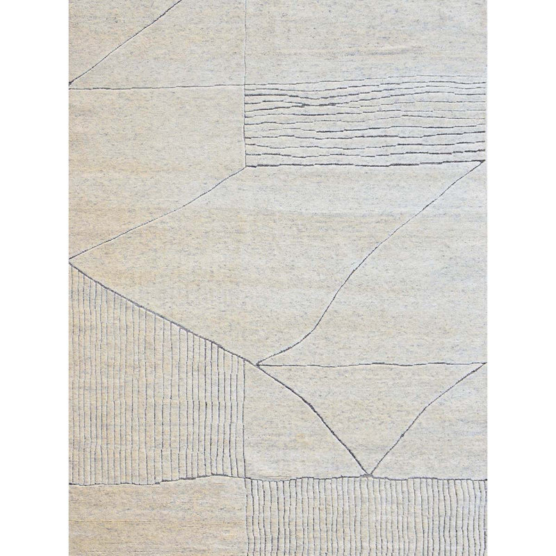 Abstract Area Rug in Beige, Rectangle 10' x 14'