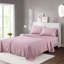 Drap pour grand lit 4 pièces doux et lisse avec motif imprimé gai, 100% microfibre, infroissable pour toutes les saisons, comprend 1 plat l 90 po x L 102 po, l 60 po x L 80 po + P 14 po, 2 taies d'oreiller l 20 po L 30 po-120649316