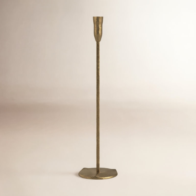 Bougeoir de table en métal Diaz, H 20 po x l 5 po x P 5 po, Doré