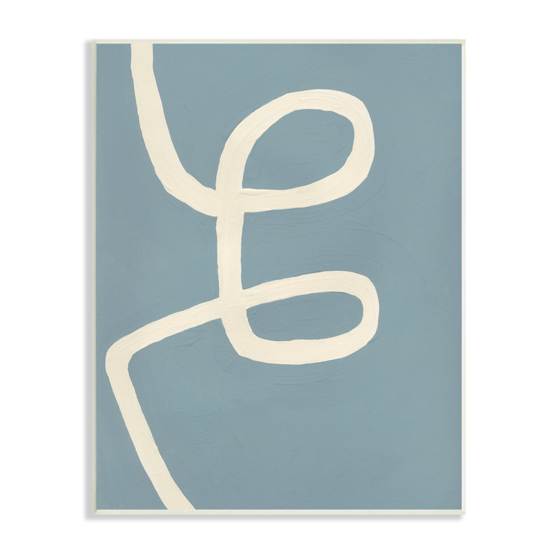 Ligne courbe blanc cassé sur fond bleu - impression, Plaque murale, H 15 po x l 10 po