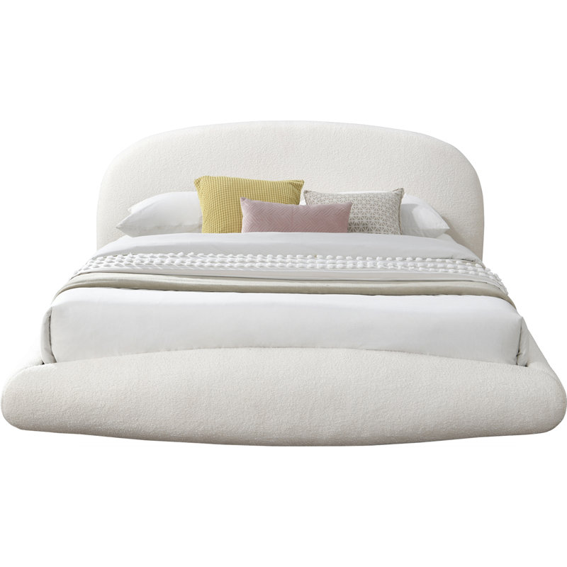 Lit en tissu Genesis, Très grand, Tissu en crème Teddy imitation Shearling