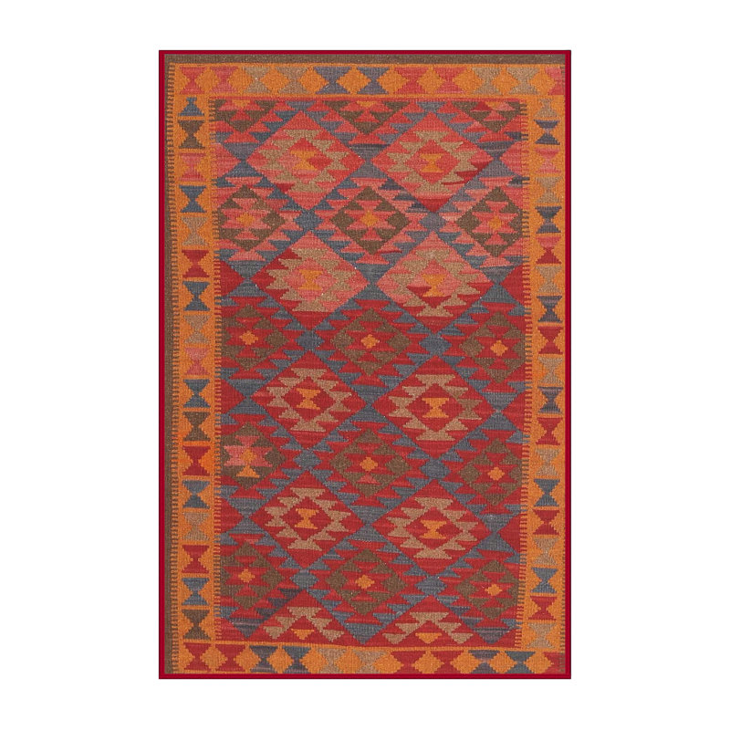 Tapis noir/orange/beige contemporain Neophytos, Rectangle 2 pi x 3 pi