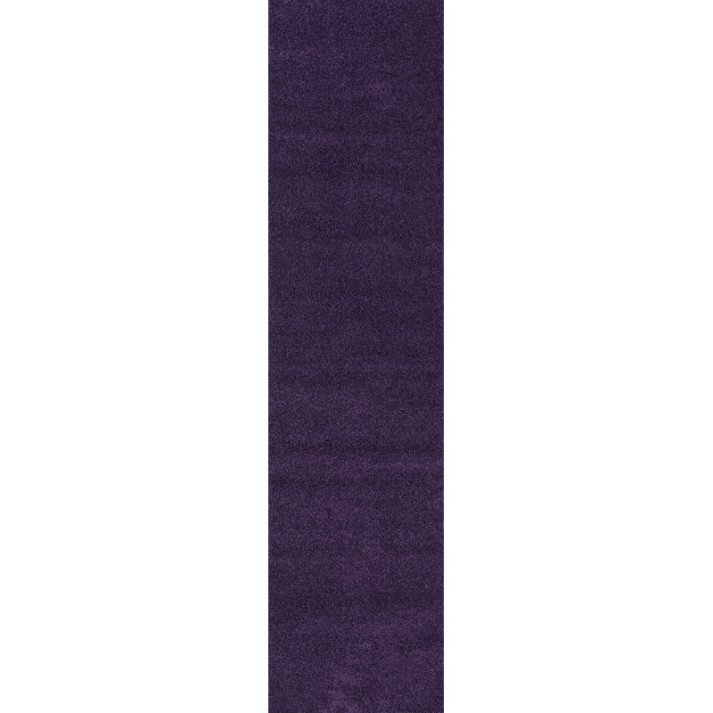 Athaniel Solid Low-Pile Purple Rug, Runner 2' x 8'