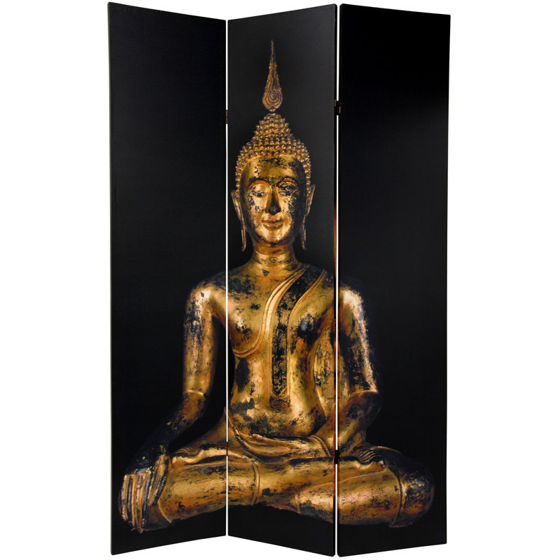 Paravent Bouddha, Black/Gold