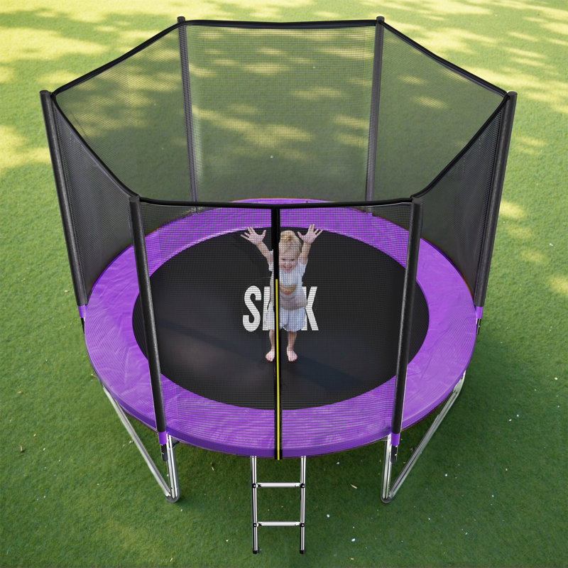 Trampoline SKOK 8FT avec capacité de 400 lb et échelle pour enfants et adultes, imperméable et robuste, extérieur / intérieur, mauve
